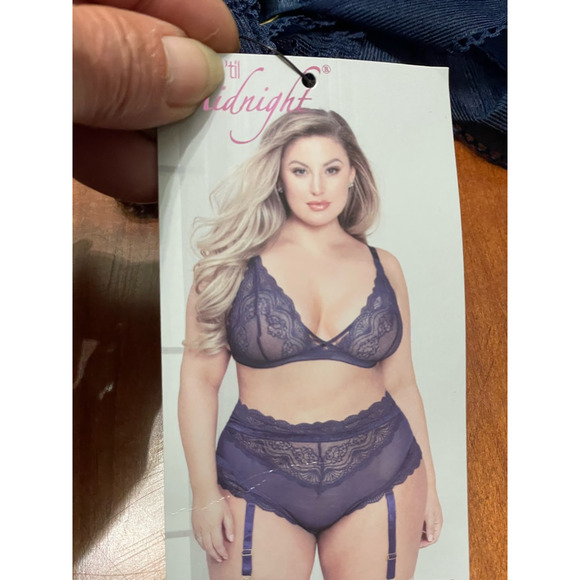 Seven 'til Midnight Bralette Bra Stretch Lace Adjustable Straps Blue W US 1X NWT - Picture 9 of 11